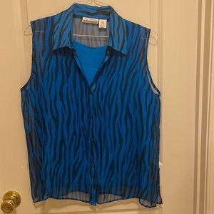 100% Silk sleeveless blouse, top Size L